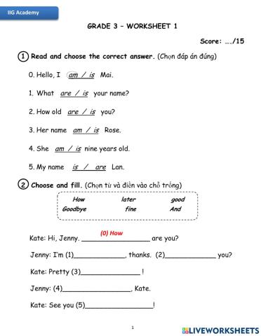 IIG-Grade 3-Worksheet 1