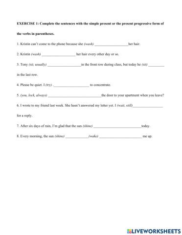 12-Present tenses-exercise 1