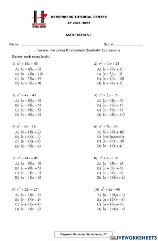 M8:factoring polynomials-quadratic expressions