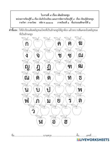 ภาษาไทยป.1 หน่วย1(9) เรื่องเติมอักษรสูง
