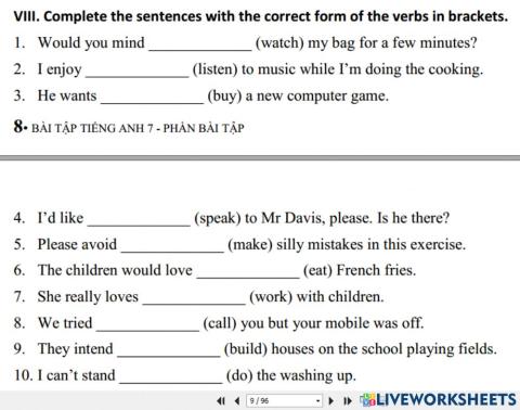 Grade 7. Unit 1. Mai Lan Hương bài 8 Grammar
