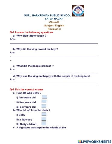 Revision Test class-3