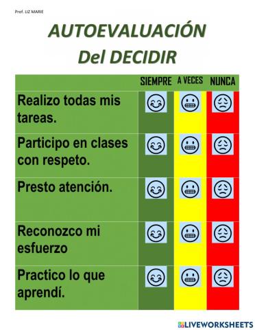 Evaluación decidir ser