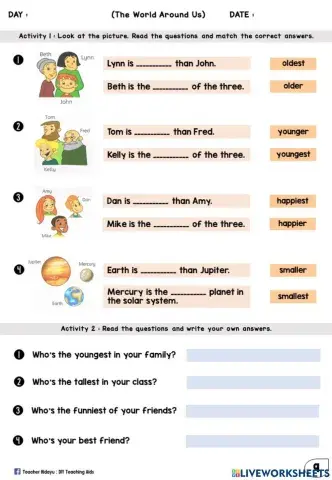 The World Around Us (Match, Fill in the Blanks)