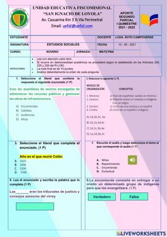 Aporte Estudios Sociales Noveno