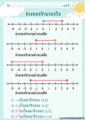 ช่วงของจำนวนจริง