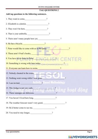 Tag questions 2