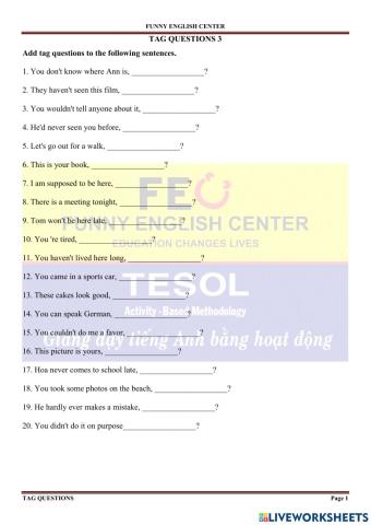 Tag questions 3