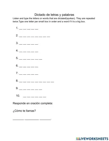 Dictado: Palabras-el alfabeto R 21-22