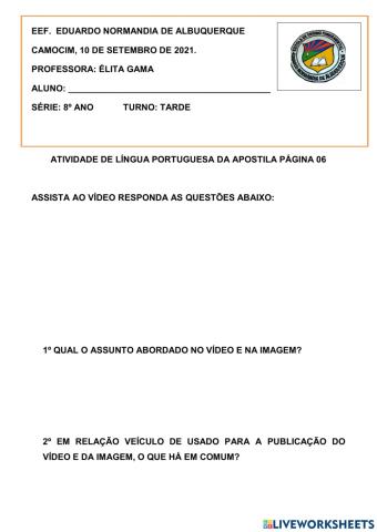 Atividade de Português