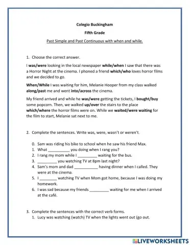 Past simple and pst continuous