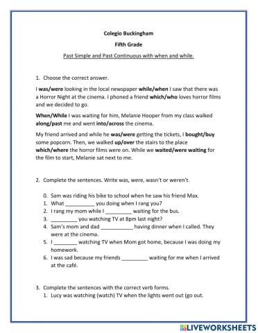 Past simple and pst continuous