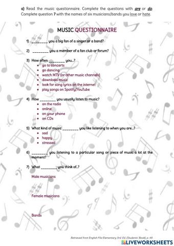 Music Questionnaire