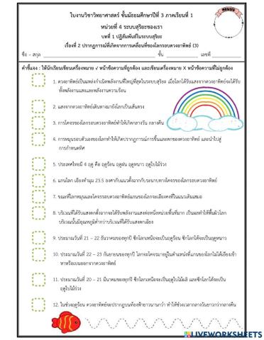 หน่วยที่ 4 เรื่องปฏิสัมพันธ์ในระบบสุริยะ