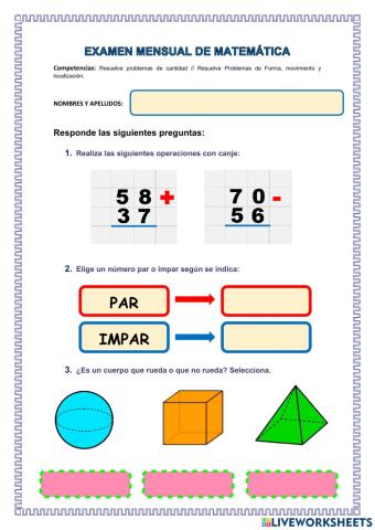 Examen de Matemática