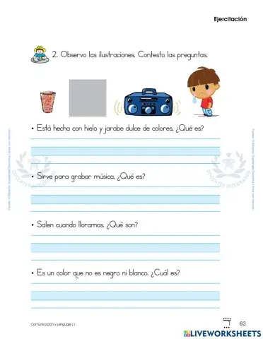 Comunicación y Lenguaje 1  L1- p. 183 - Observo las ilustraciones. Contesto las preguntas.