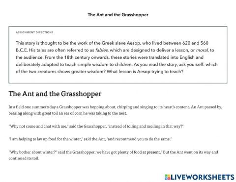 The ant and the grasshopper