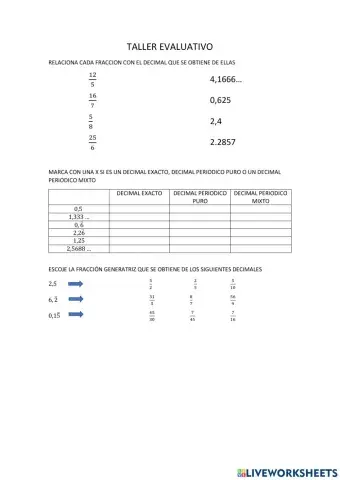 Expresar decimales a fracciones y viceversa