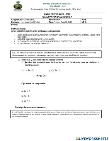Diagnostico matematica tervero