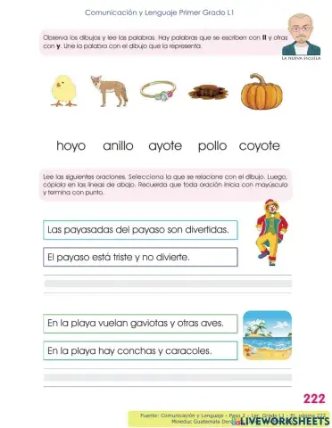 Comunicación y Lenguaje 1 L1 - Paso 2, p 221 - Aprendamos letra Yy