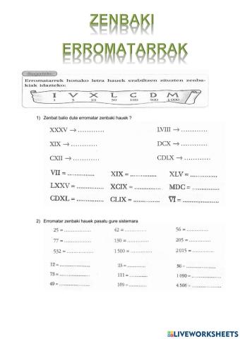 Zenbaki erromatarrak