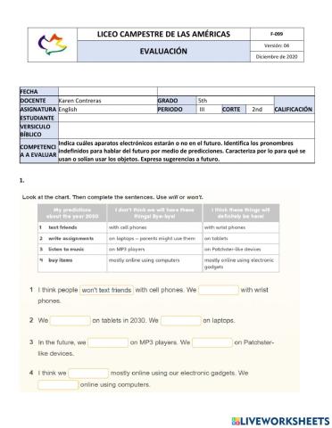 EVALUACION QUINTO 3 PERIODO SEGUNDO CORTE