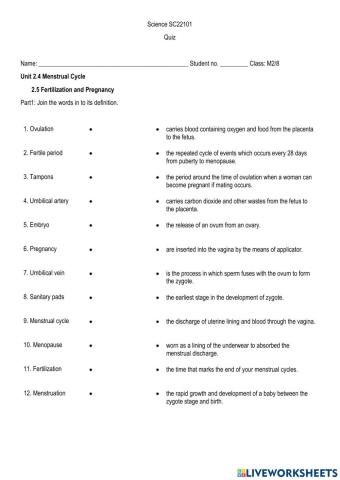Menstrual cycle and Pregnancy
