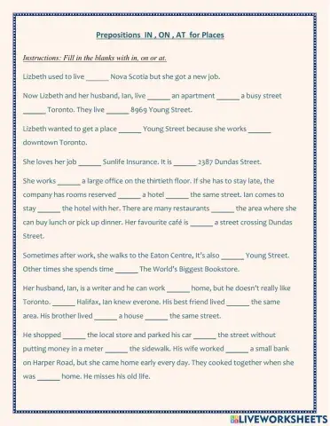 The Prepositions IN,ON,AT for Places