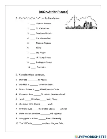  IN,ON,AT for Places and times