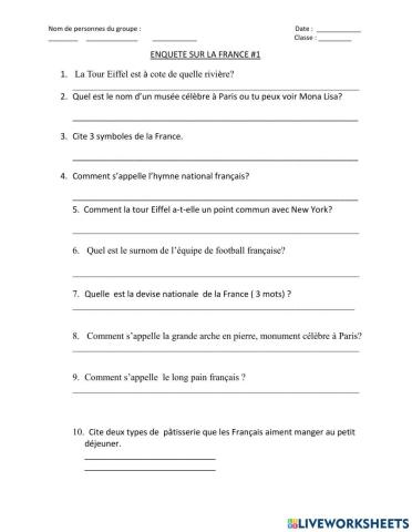 Trivia - Enquete sur la France