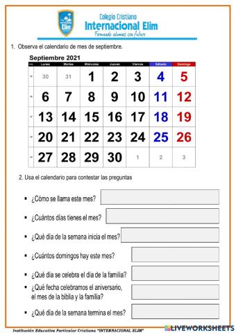 Los días de la semana