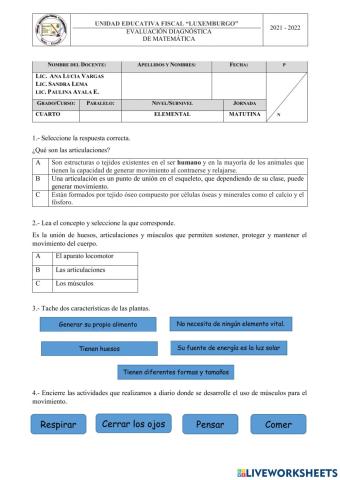 Evalucion diagnostica ciencias naturales