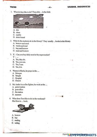 Formatif Bahasa Inggris Kelas 6