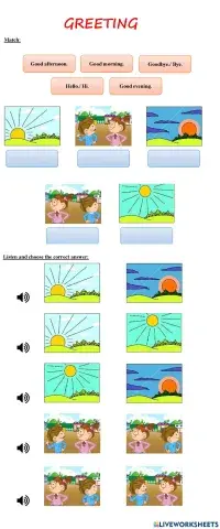 Greeting worksheet for grade 2