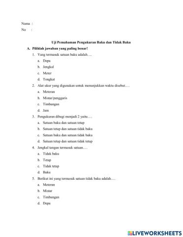 Pengukuran Baku dan Tidak Baku