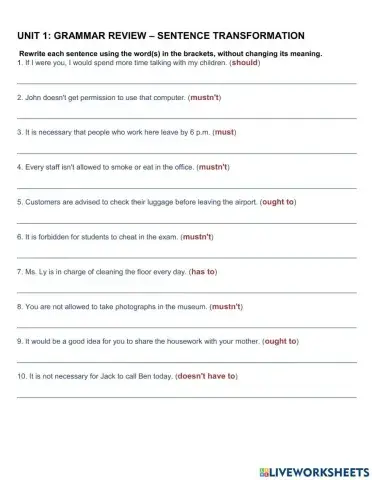 Unit 1: GENERATION GAP - REWRITE 1