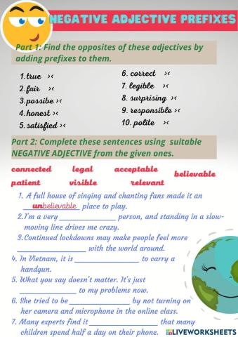 Negative adjective prefixes