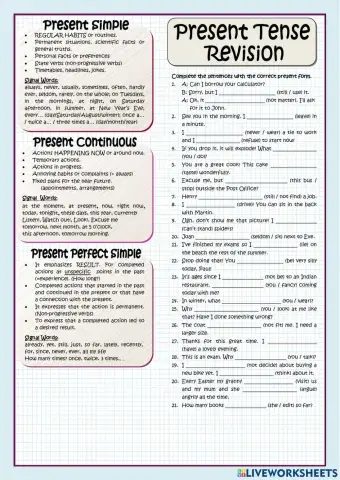 Review present tenses
