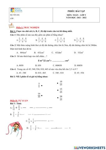 Phiếu ôn tập Toán