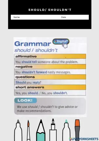 Should - shouldn't  & must - mustn't