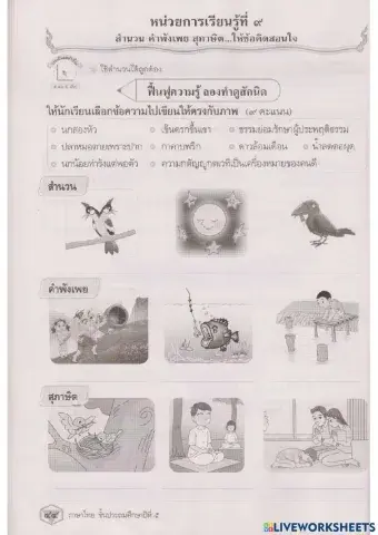 หน่วยการเรียนรู้ที่ 9 สำนวน คำพังเพย สุภาษิต