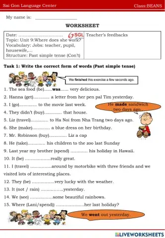 Past simple tense