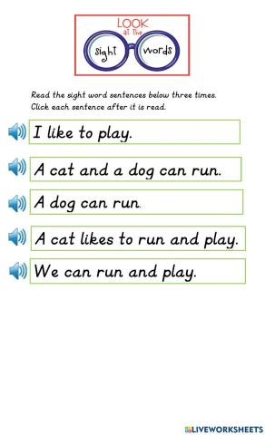 Sight Words Wk 2 Day 2