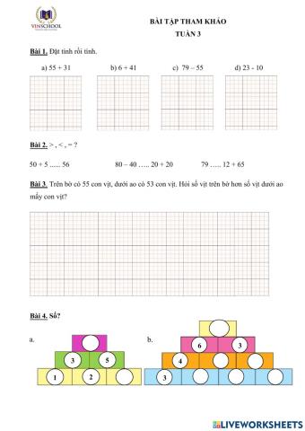 Bài tập tham khảo - Tuần 3 - Môn Toán 2