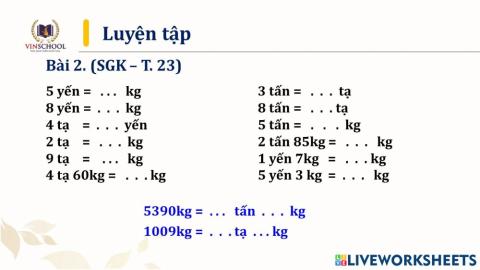 Bai 2 - Yến, tạ, tấn