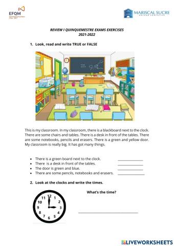 Review for exams I Quinquemestre exercise 2