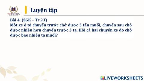 Bai toán - yến tạ, tấn