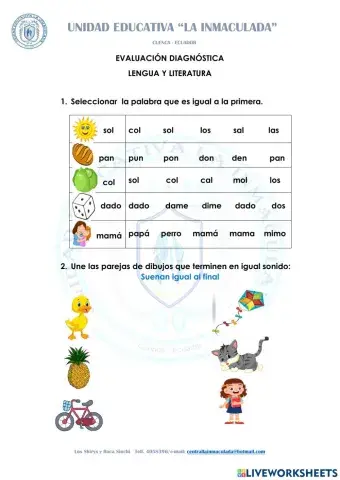 Evaluación diagnóstica lengua