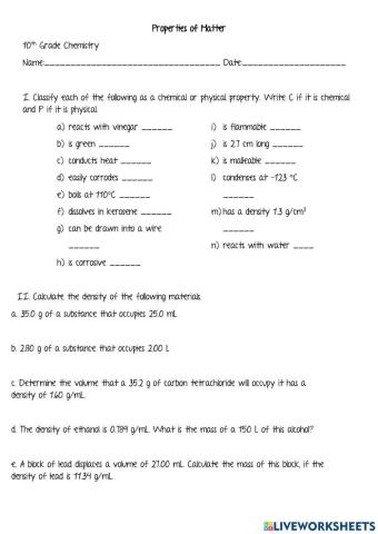 Properties of Matter