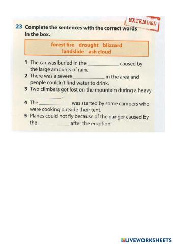 Get 200 2, unit 6, natural disaster, vocabulary